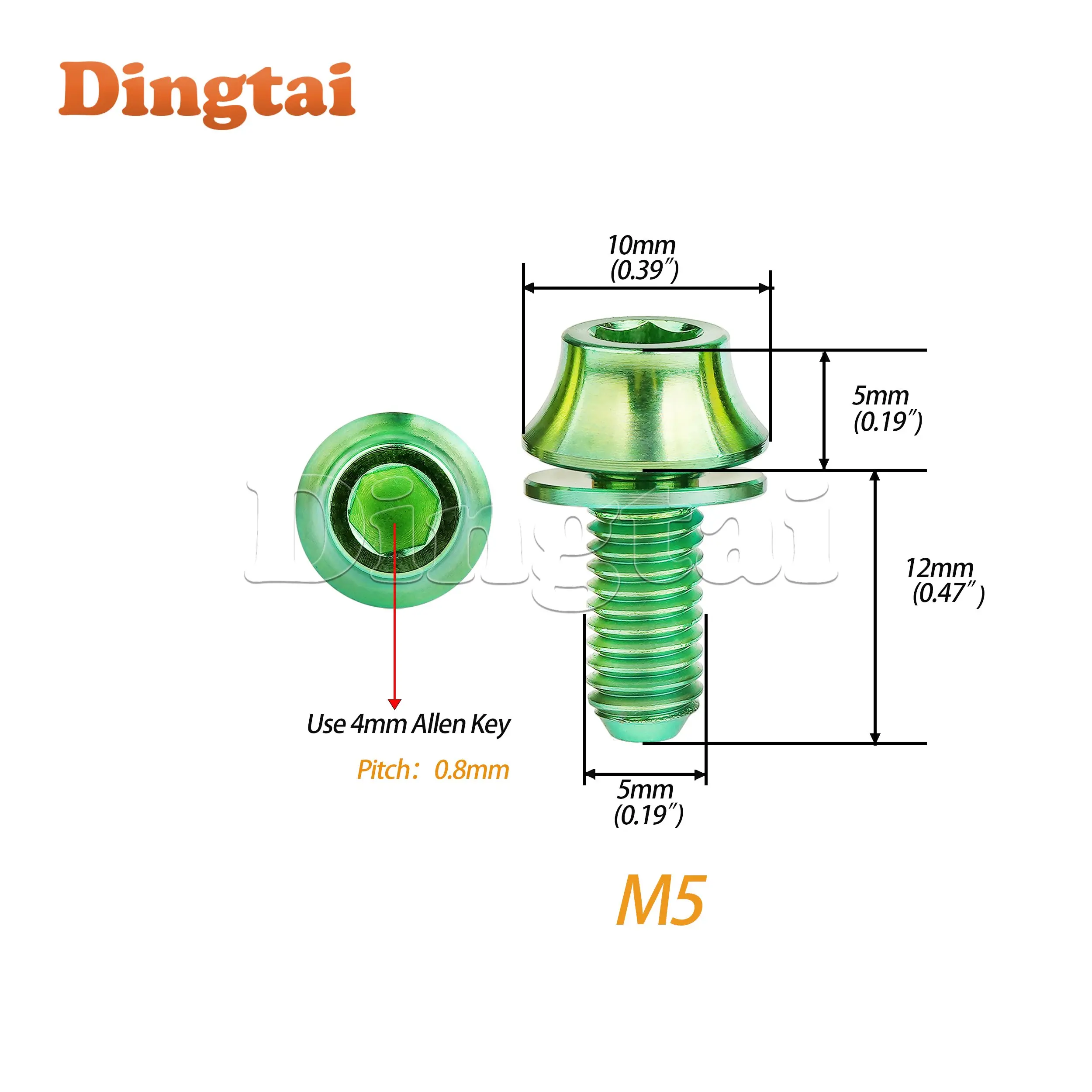 Dingtai Titanium Bolt M5x12mm Round head with Gasket Screws  for Fixing Bike Water Bottle Cage Screw Cycling Water Bottle Cage