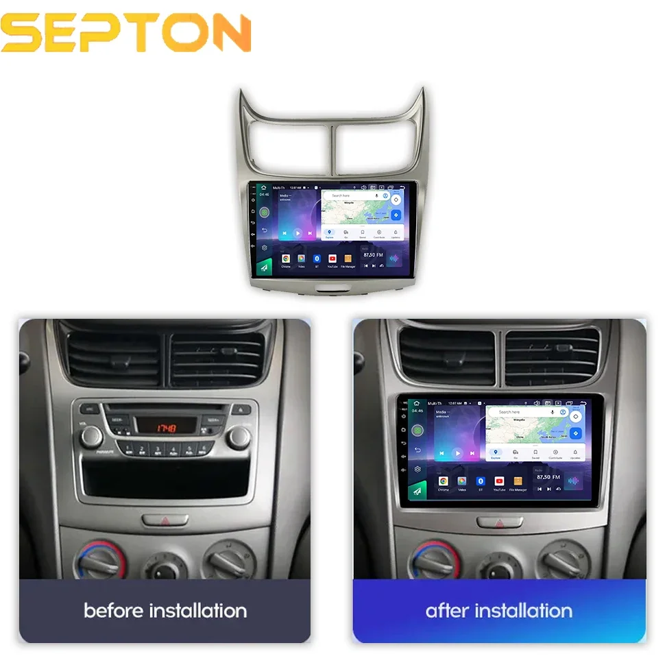 SEPTON Android 12 8+128G Car Stereo Radio for Chevrolet Sail 2009 - 2014 GPS CarPlay 2Din Wifi Multimedia Player Head Unit 8core