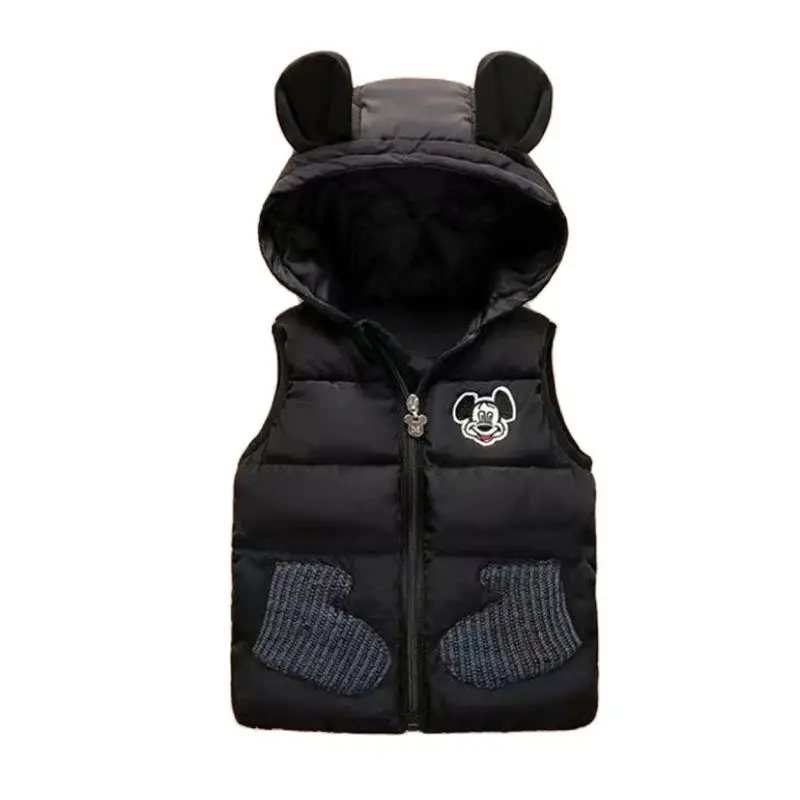 New Warm Hoodied Vest Winter Girls Boys Minnie Mickey Mouse Waistcoat Outerwear Vest Children Kids Spring Autumn Jackets Coat