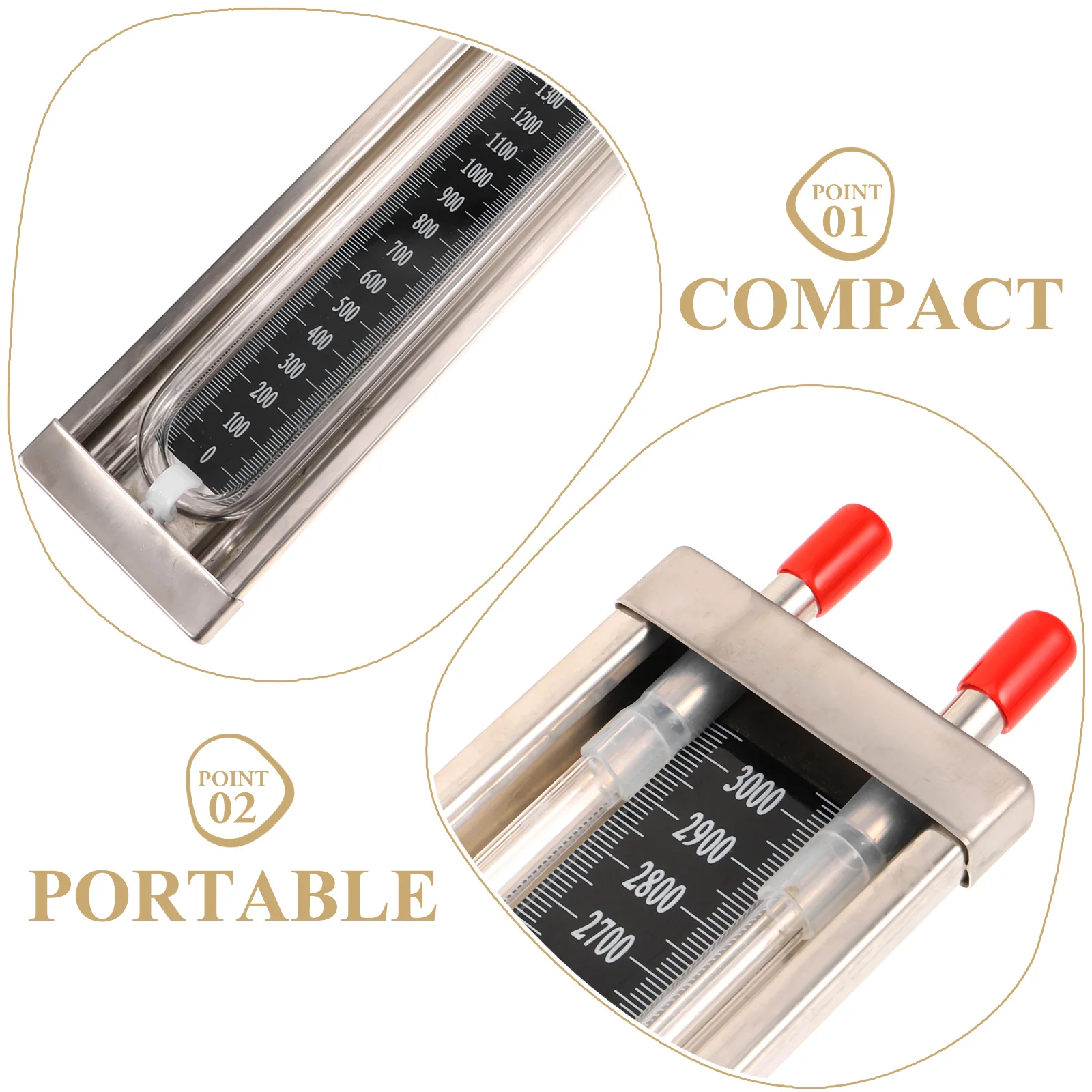 Pressure Gauge Water Column Manometer Inner Tube U-Shaped for Laboratory Stainless Steel Vacuum Tester