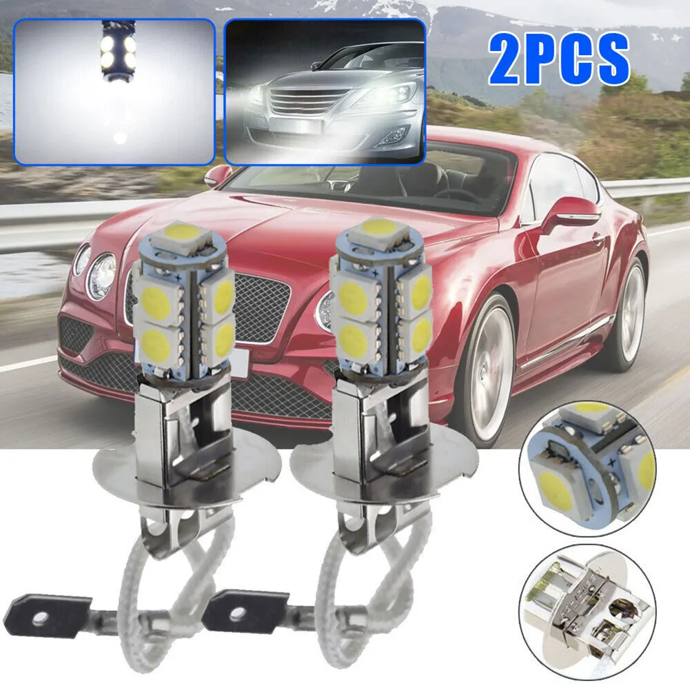 

2Pcs Car For H3 LED Headlight Fog Lights Bulbs 5050 LED Chips Auto Driving Running Lamps Flashlight Torches Replacements Parts