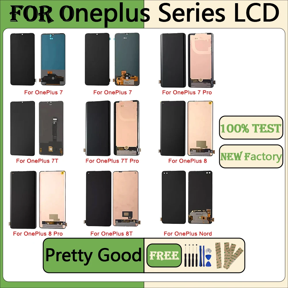 All Tested New For OnePlus 3T 5T 6T 7T 7 9 10 PRO High HD LCD Display For OnePlus 1+ 3 5 6 7 8 9 OLED Screen Support 3D Touch