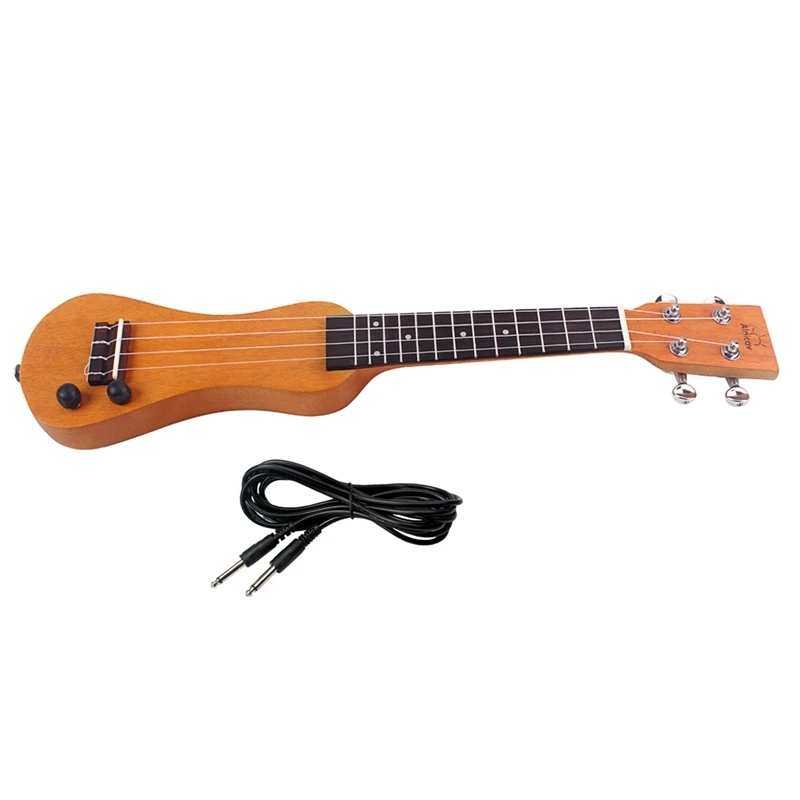 A74K 21 Inch Electric Ukulele Solid Wood Mahogany Peanut Shape for Creative Uke with MP3 Input Output Pickup