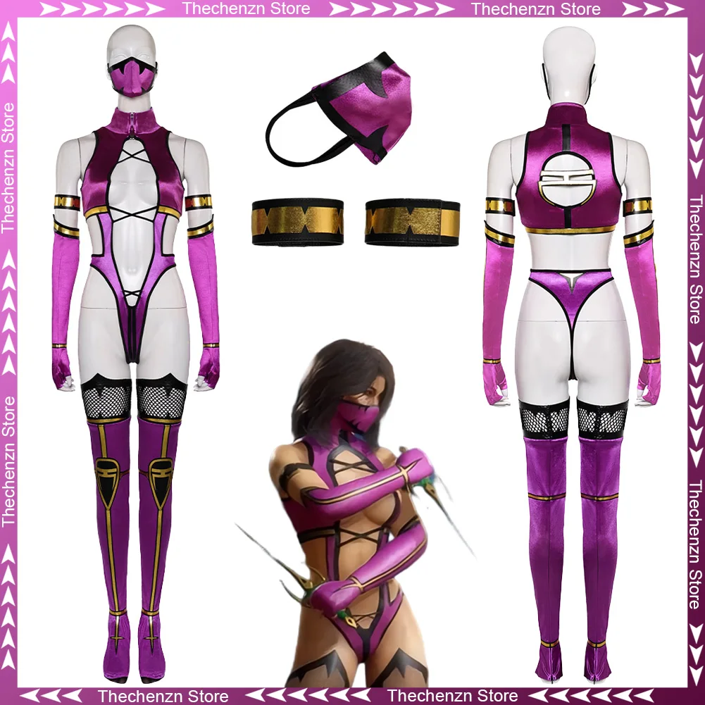 

Нарядное платье MK9 Mileena, косплей для женщин, одежда, маска, игра Mortal Kombat, костюм на Хэллоуин для взрослых женщин, наряды для ролевых игр