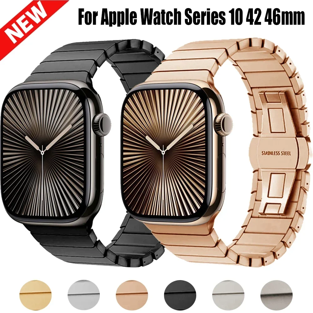 Luxuriöses Edelstahlarmband für Apple Watch Serie 10 9 45 mm 41 mm 44 40 mm 46 mm Gliederarmband für Iwatch Ultra 2 49 mm Metallarmband