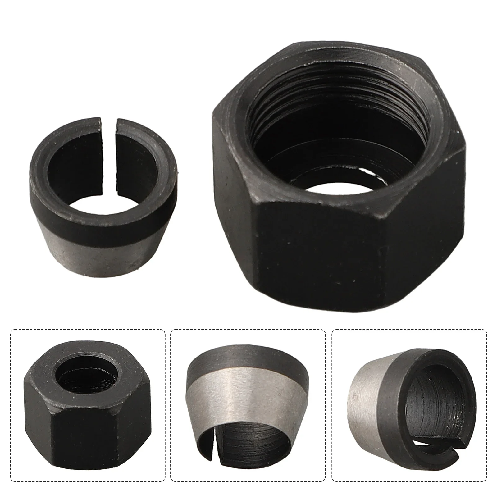 1set Collet Chuck Adapter With Nut 6mm/6.35mm/8mm For Engraving Trimming Machine Electric Wood Router Chuck Conversion