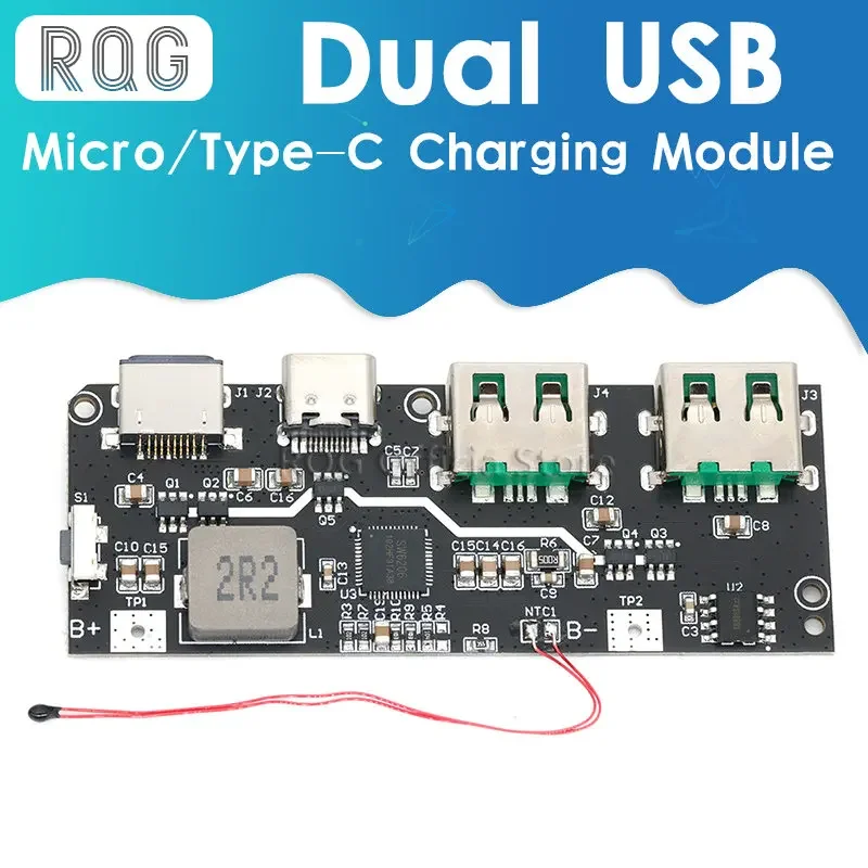 QC4.0 QC3.0 LED Dual USB 5V 4.5A 22.5W Micro/Type-C USB Mobile Power Bank 18650 Charging Module Temperature / Circuit Protection