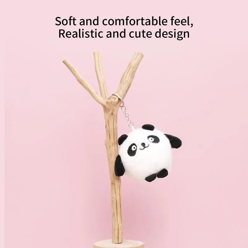 Pluszowa Panda breloczki Plushie brelok do kluczy z ozdobą miękki plecak Panda wisiorek Panda wypchany miś brelok do telefonu