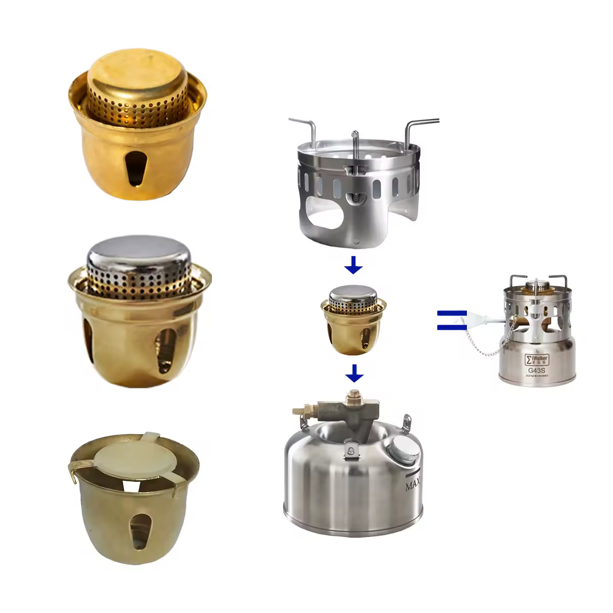 Малошумная горелка масляной походной печи iWalker Camping Oil Stove G43S имеет резьбу M12×0,75.