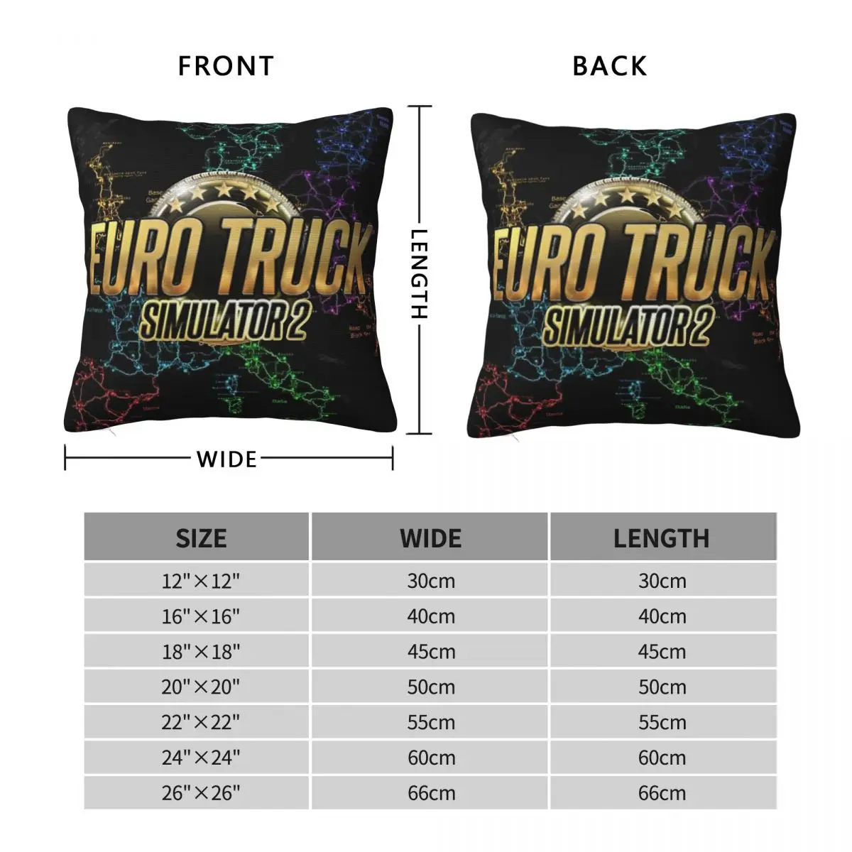 Euro Truck Simulator 2 Square Pillowcase Polyester Linen Velvet Pattern Zip Decorative Home Cushion Case