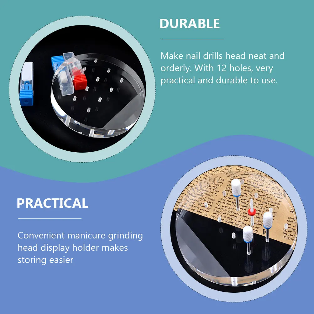 

Nail Drill Bit Display Rack 12 Holes Acrylic Grinding Head Storage Organizer Nail Salon Manicure Polish Bit Stand