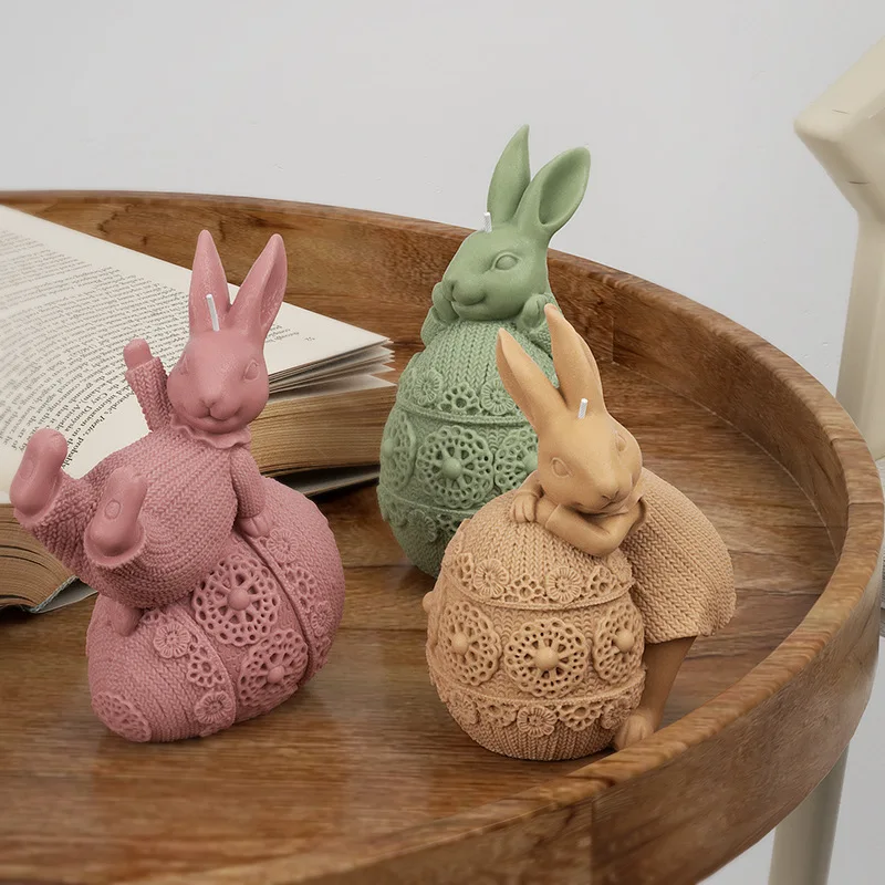 

Easter 3D Rabbit Candle Mold DIY Aromatherapy Gypsum Decoration Easter Rabbit Silicone Mold