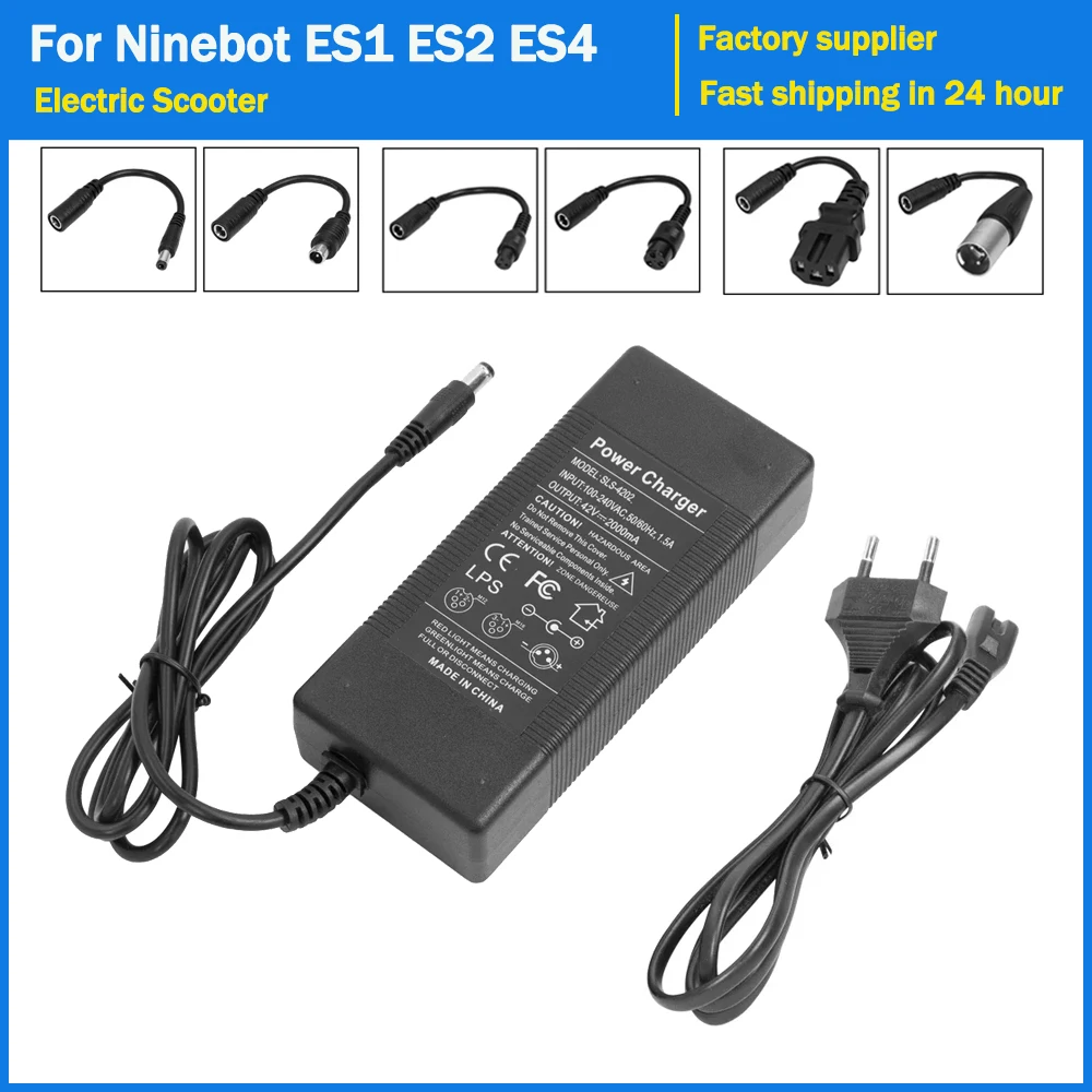 Electric Scooter Battery Charger for Xiaomi M365 Pro 1s for Ninebot ES1 ES2 ES4 Kickscooter 42V 2A Charger with 6 Adapter Cables