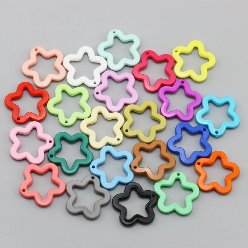 

50 шт., красочный акриловый брелок с пентаграммой, кулон, ювелирные аксессуары допамина, цветок, материал в форме сливы