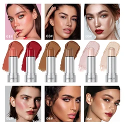 QIBEST Multifunctional Highlighter Bronzers Stick Naturally Brightening Face Rouge Cream Contour Highlight Blush Makeup For Face