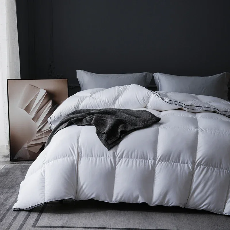 2026 New Sewn Through 95% Goose Down Comforter Firm Fix Fill No Drift 220x240cm Luxury Household Bedding