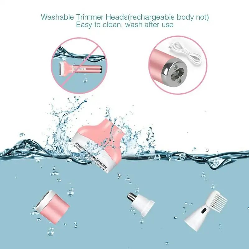 ماكينة حلاقة كهربائية للنساء قابلة لإعادة الشحن، ماكينة حلاقة مقاومة للماء، ماكينة إزالة شعر الجسم، مزيل شعر الأنف واللحية، ماكينة تشذيب الحواجب F