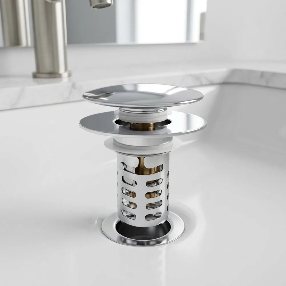 Stainless Steel Drain Stopper with Removable Strainer for Regular Cleaning Fits 30mm 60mm Drain Diameter Range