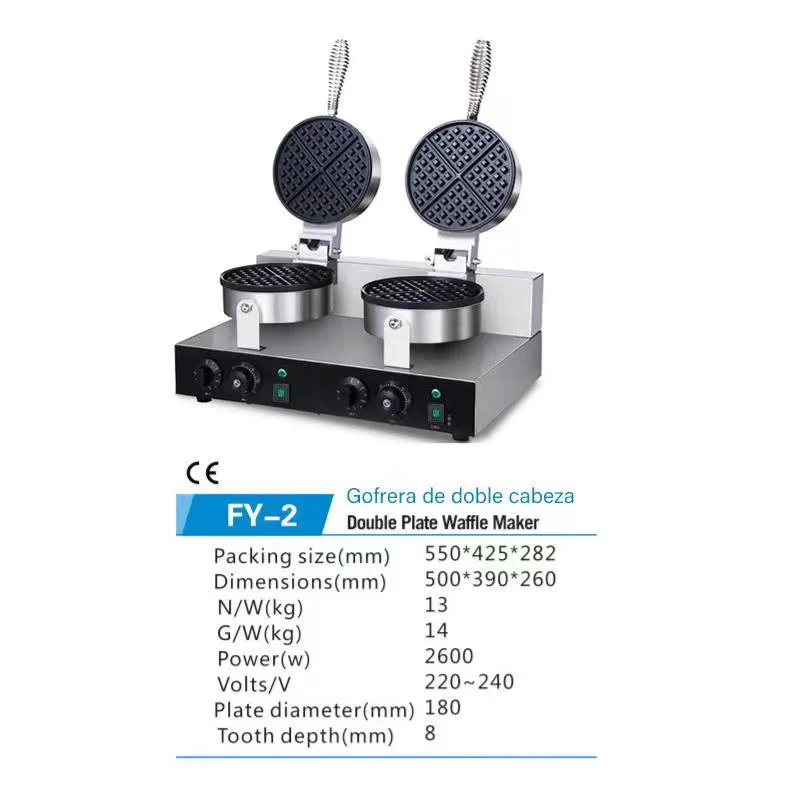 Bom desempenho elétrica cammercial dupla cabeça waffle maker para venda elétrica waffle maker