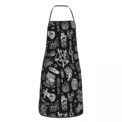 Unisex Dark Pagan Witches Gothic Goth Bib Apron Adult Women Men Chef Tablier Cuisine for Kitchen Cooking Painting