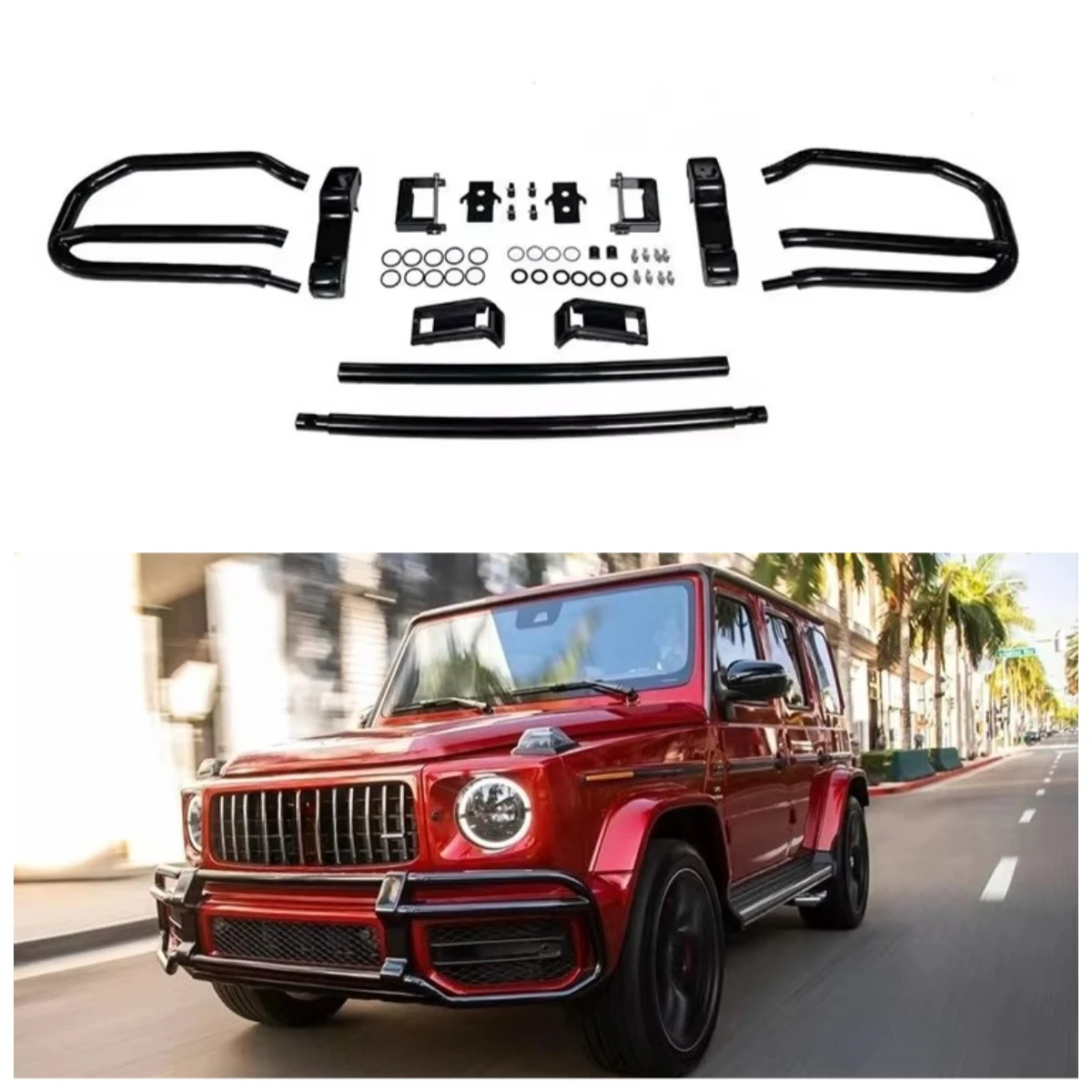 

Auto Accessories G63 Style PP Material Front Bumper Guard for W463 2019-2022