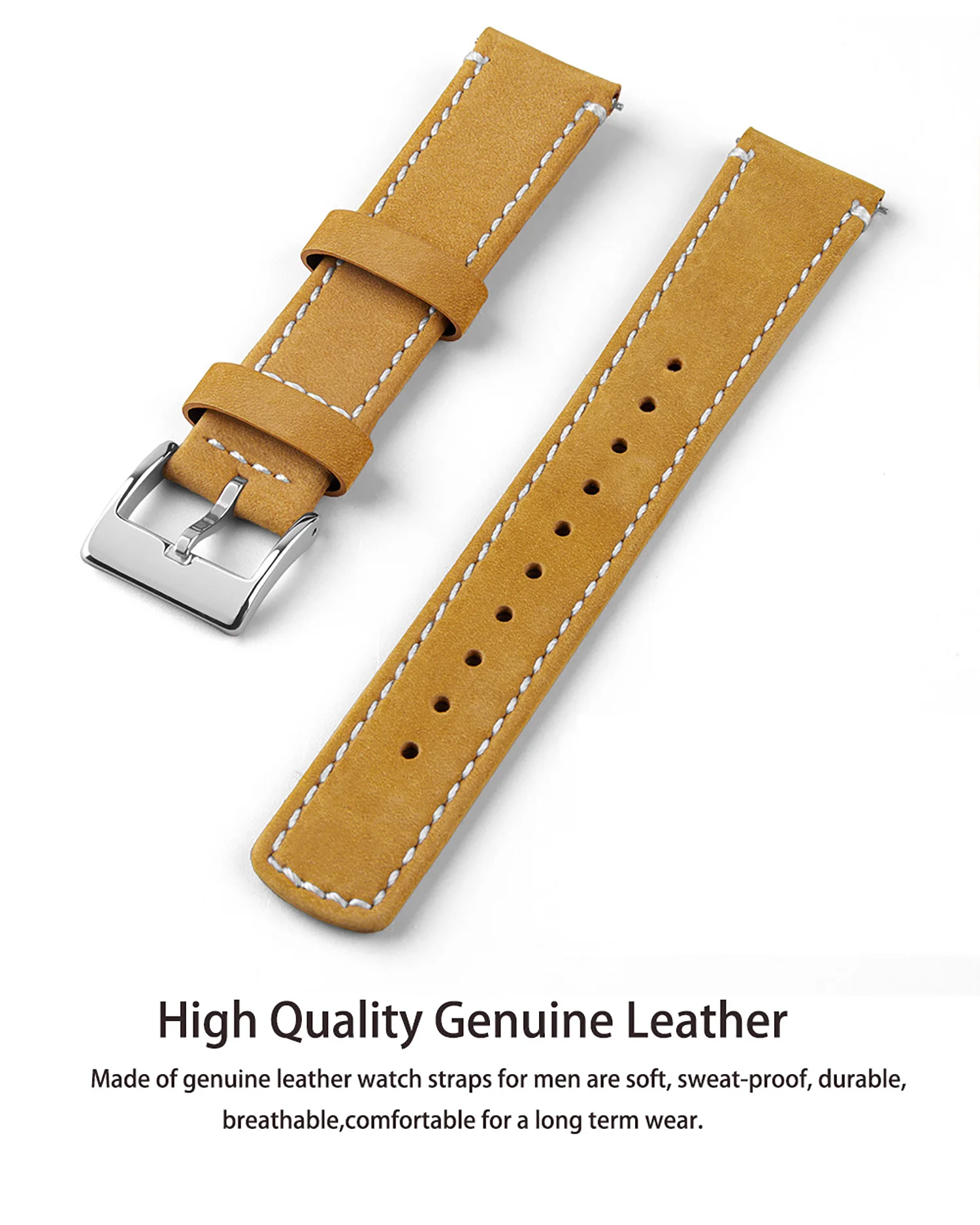 Top Grain Echtleder-Uhrenarmband, Schnellverschluss 20 mm/22 mm Uhrenarmband, passend für Samsung Galaxy Watch, Herren- und Damen-Uhrenarmband – Detail 23