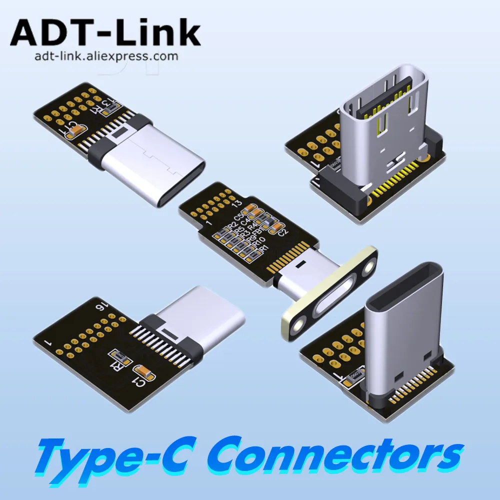 ADT-Link USB 2.0 3.0 3.1 Type-C Connectors Female Male DIY Solder Plugs Adapter USB Type C 12pin 13pin 20pin 5/10/20Gbps Plug