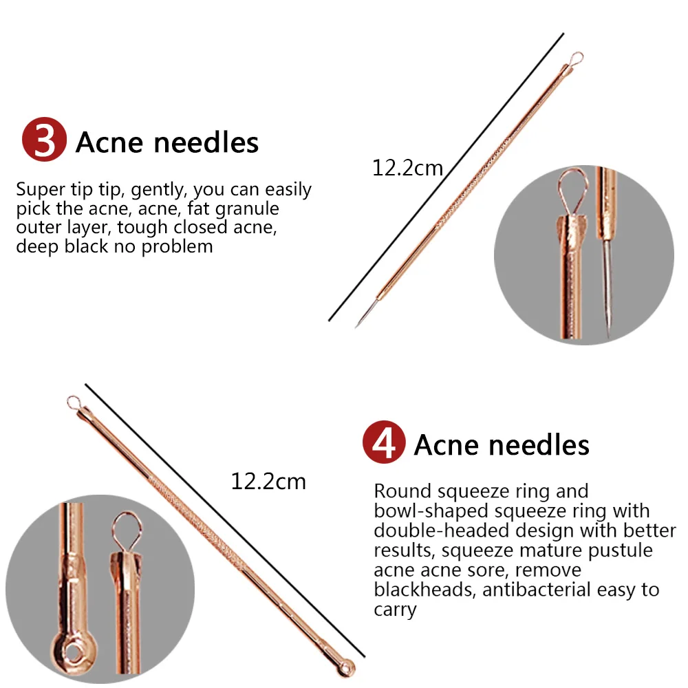 Acne Needle Remove Blackhead Blemish Pimple Comedone 4pcs/Set Double-ended Stainless Steel Facial Cleaning SkinCare Dropshipping