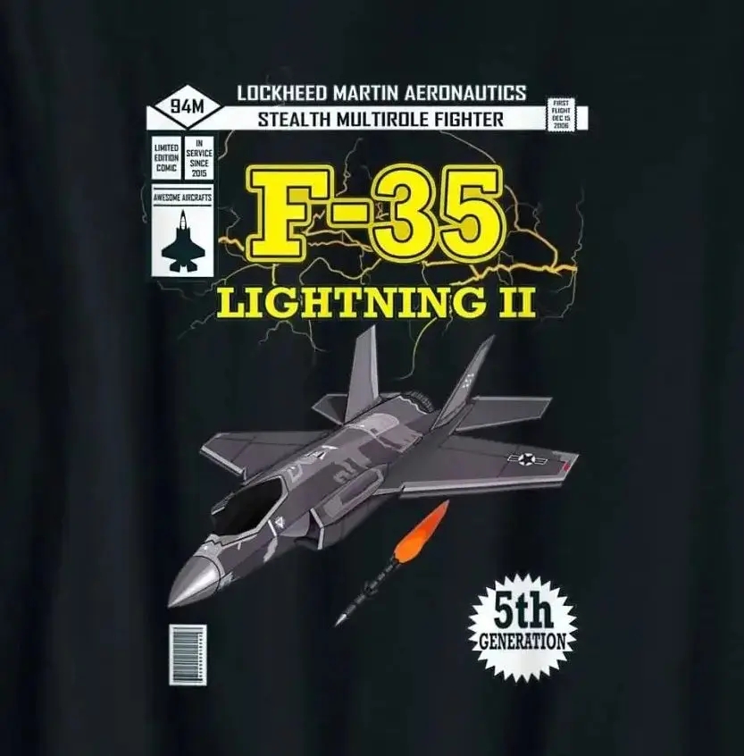 

F-35 Lightning II 5th Gen Stealth Jet Fighter Men T-Shirt Short Sleeve Casual 100% Cotton O-Neck Summer TShirt