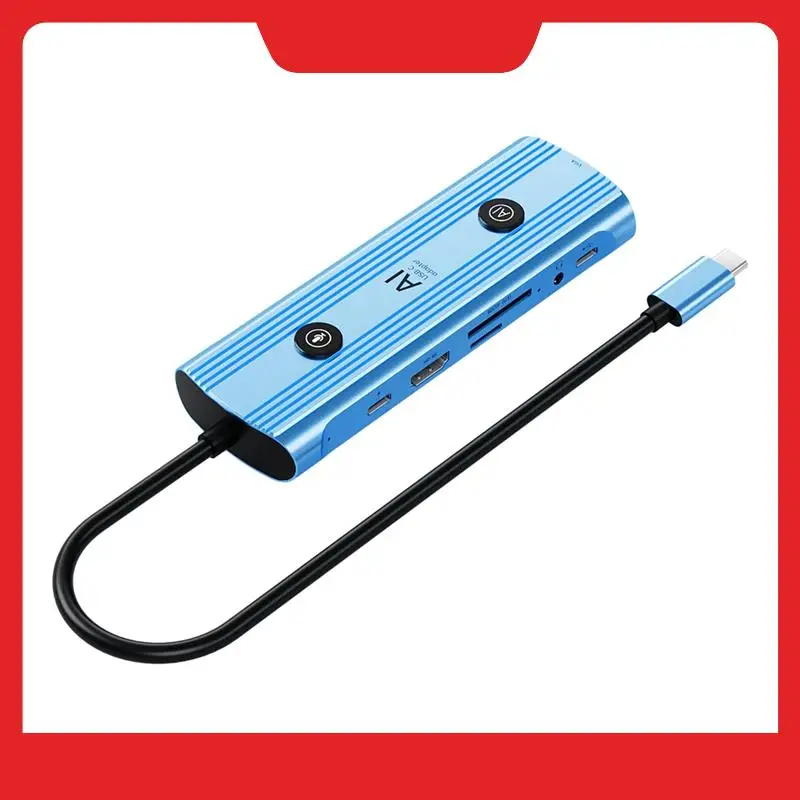 Ai USB-C Adapter Smart Type-C Docking Station,13-In-1 Hub AI Voice Docking Station VGA USB RJ45 SD/TF 3.5Mm PD3.0
