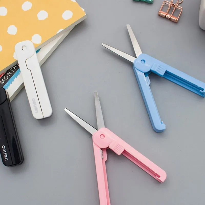 ديلي اللون الفولاذ المقاوم للصدأ مقص صغير قابل للطي مدرسة مكتب التموين المنزل المقصات الطفل طالب الة قطع الورق القرطاسية هدية