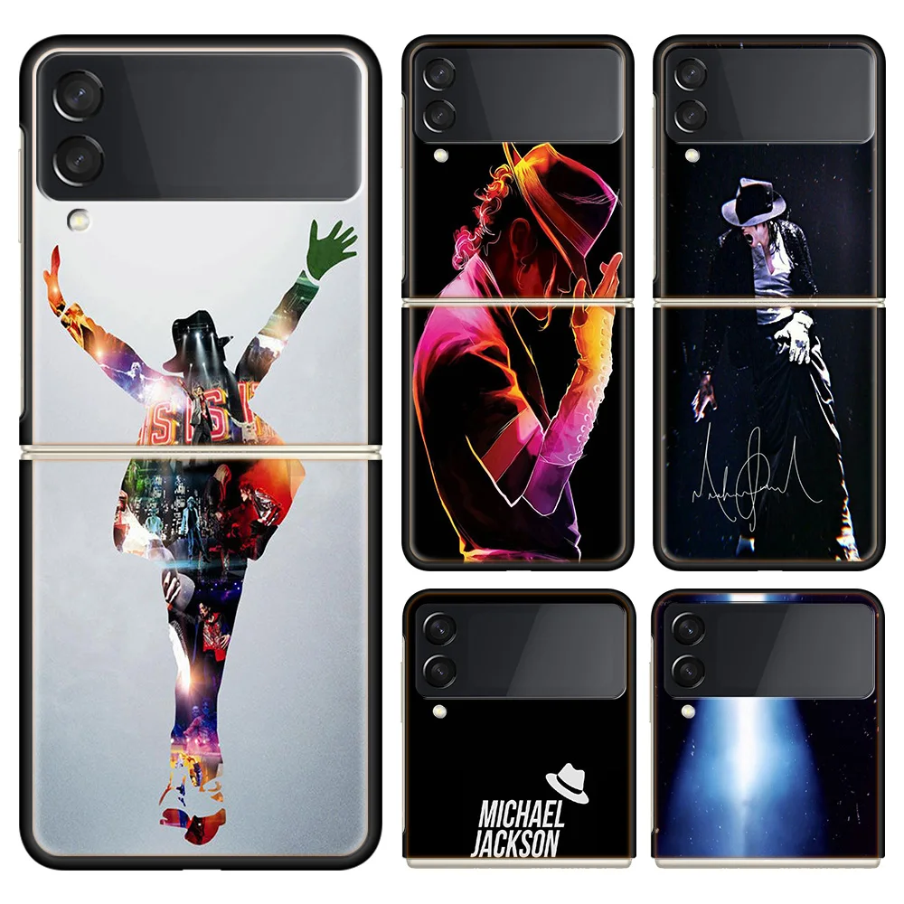 Michael Jackson Phone Case For Samsung Galaxy Z Flip 6 5 4 3 5G Black Coque Hard PC Luxury Cover Z Flip 5 Case Capa Fas