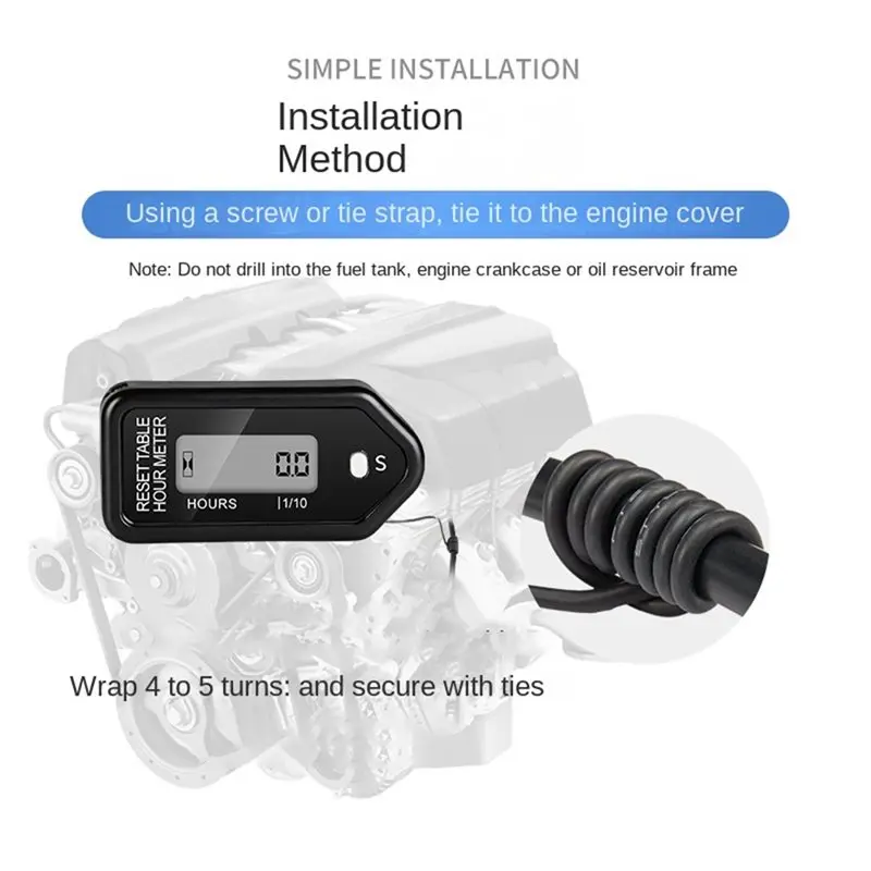 Abln-tacômetro de motor indutivo lcd display digital praia carro cortador de grama motocicleta medidor de tempo acumulado