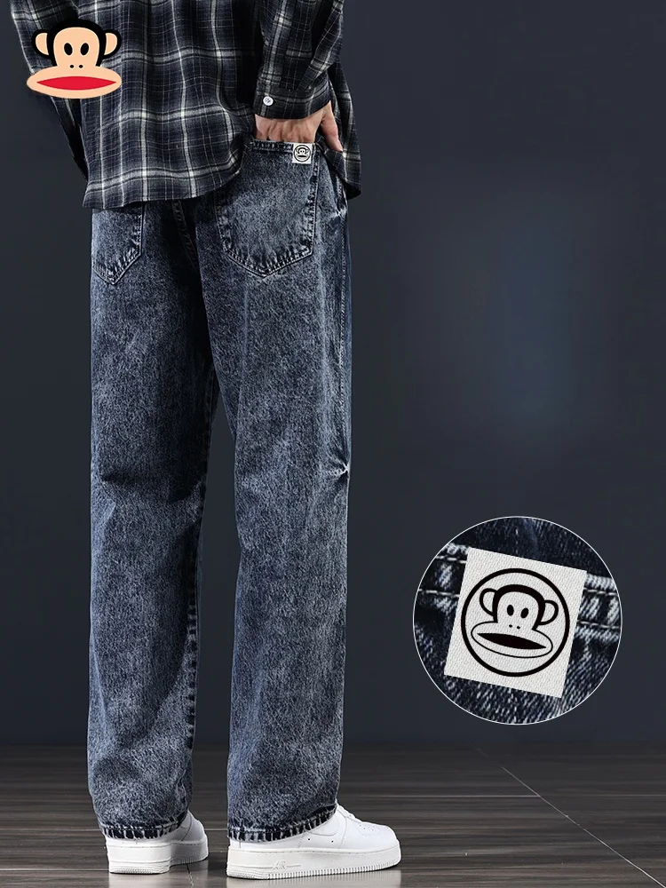 

PaulFrank Свободные прямые мужские джинсы Зима Весна Осень Американские повседневные брюки в стиле ретро со снежинками