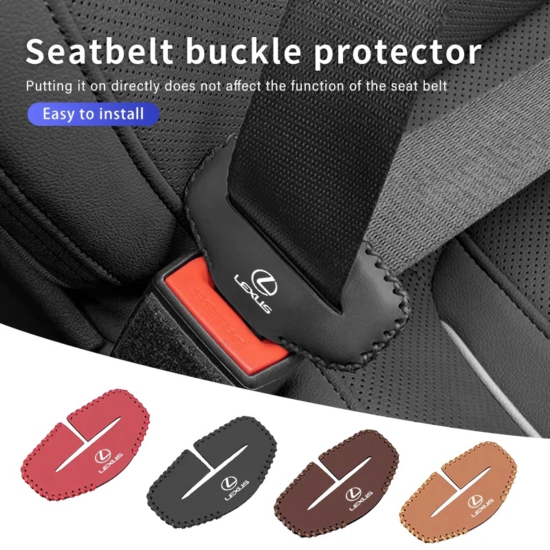 2pcs Car Seatbelt Buckle Protective Cover Leather Anti-scratch For Lexus ES350 IS250 IS460 IS220h IS300 LX570 UX250h ES GS