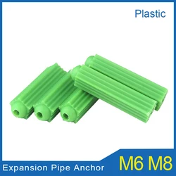 100PCS  Plastic Expansion Anchors Drywall Wall Anchors Green M6 M8 Wall Nylon Rubber Plug Screw Expansion Tube Anchor Bolt