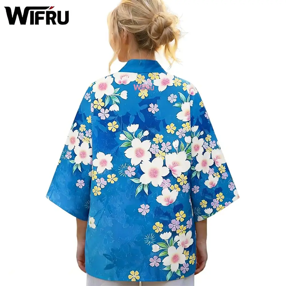 

Floral Series Japanese Traditional Style Print Kimono Women's Harajuku WIFRU New Vacation Beach Cardigan Yukata Japanese Clothes