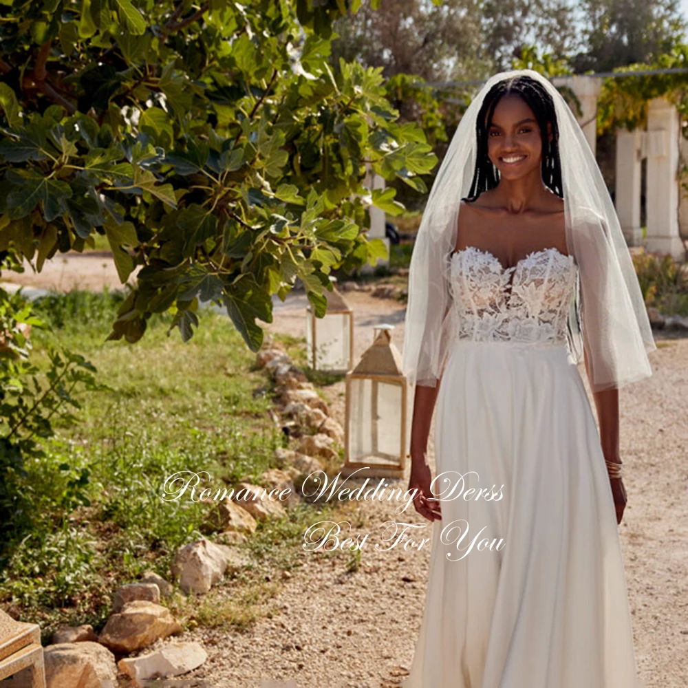 Vestido De Novia moderno De encaje sin mangas, corte en A, 2025, con cuello en V, apliques plisados, espalda abierta, botones, Vestidos De Novia personalizados