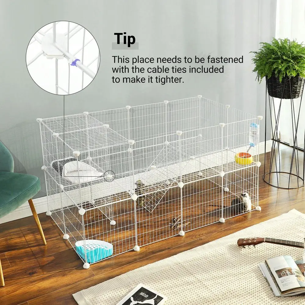

Small Animal Playpen, Pet Playpen For Rabbit Guinea Pig Cage, Zip Ties Included, And Down Strais, Metal Wire ApartmentStyle
