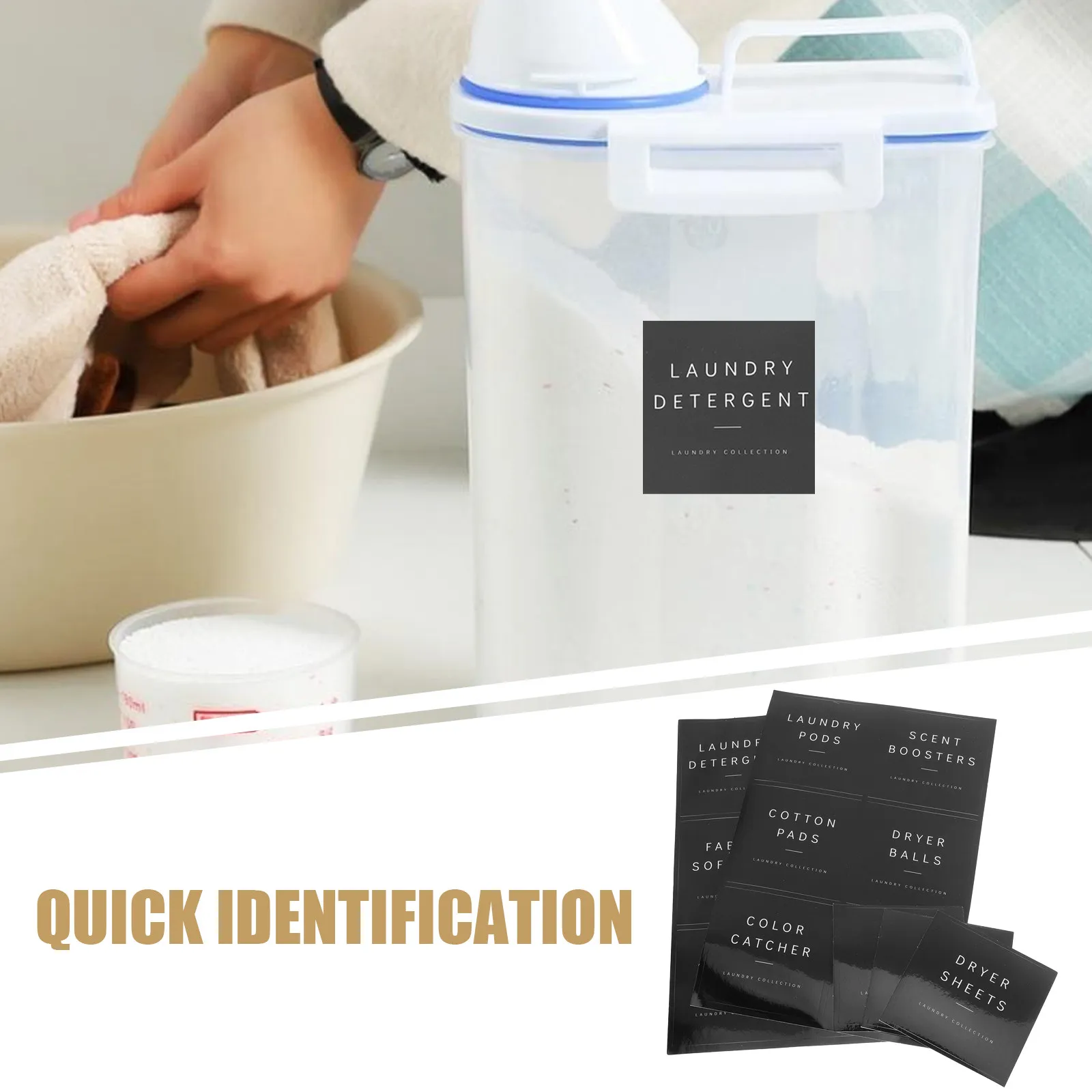Detergent Bottle Storage Stickers Bathroom Labels for Bottles Cute Laundry Container