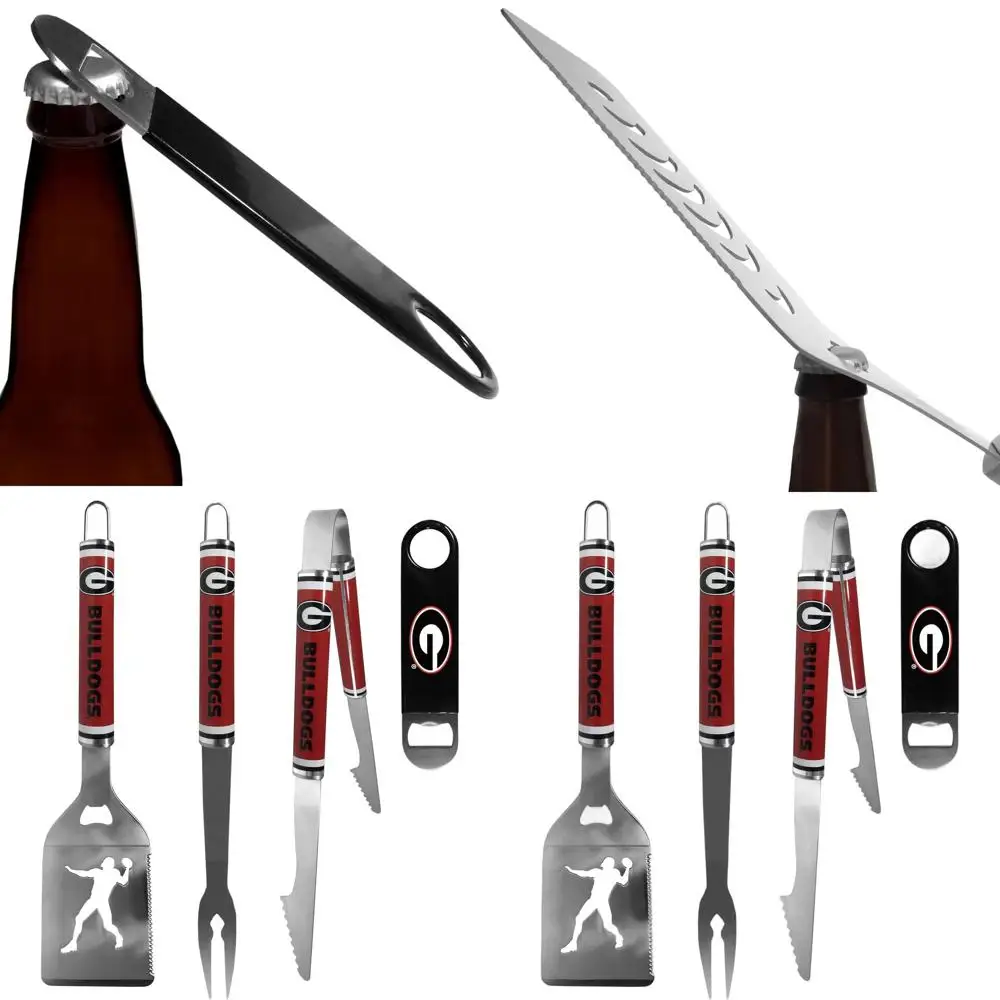 

Georgia Bulldogs 3-Piece Steel BBQ Tool Set with Bottle Opener in Team Colors