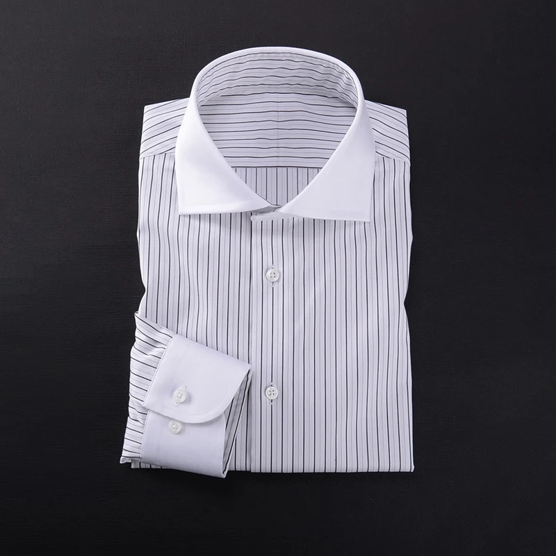 High quality Windsor collar men\'s long sleeved shirt high count long staple cotton business elite slim fit fashion shirt men