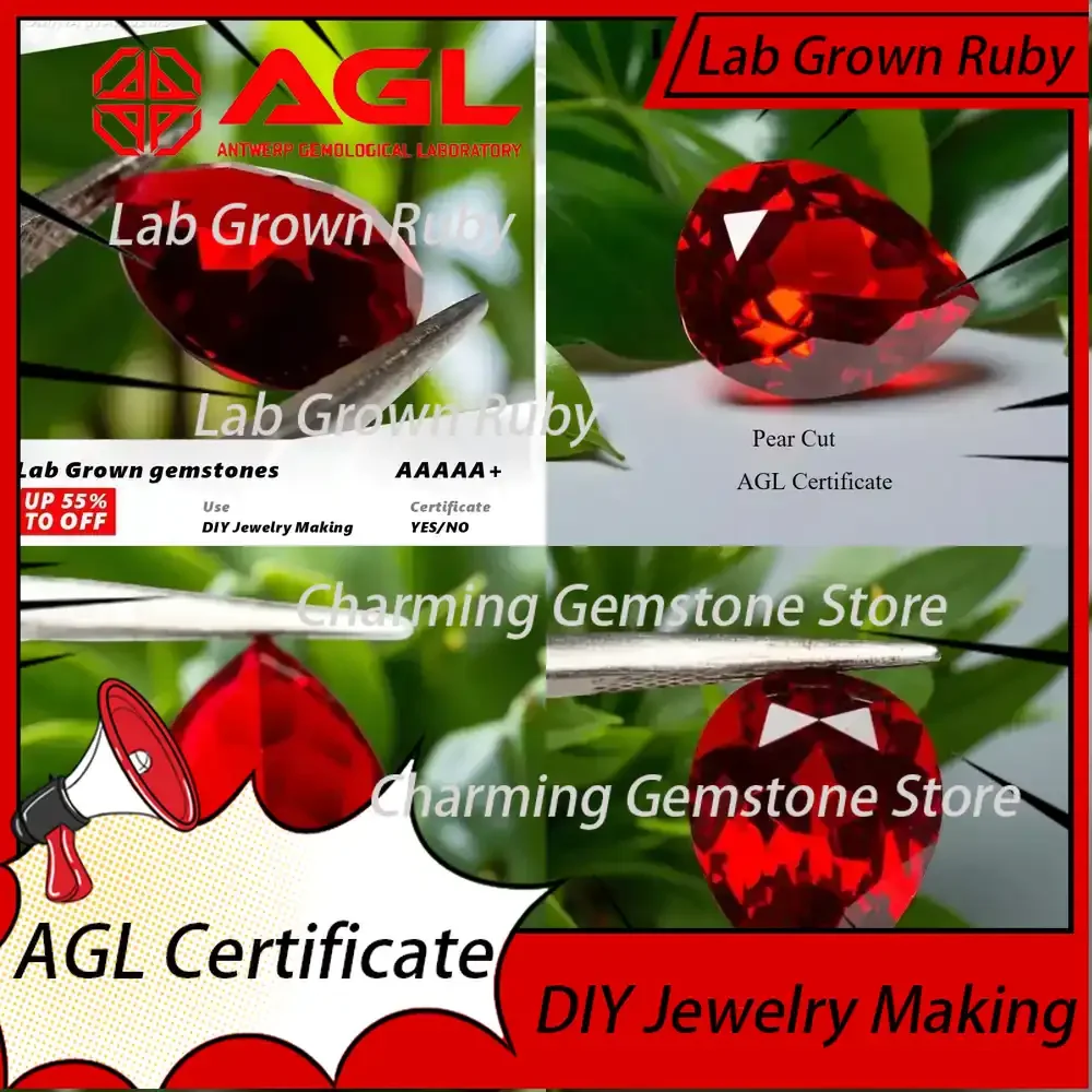 

Lab Grown Ruby Pear Cut Red VVS1 for DIY Jewelry Making Rings Earrings Charms Lab Grown Sapphire Blue Gemstone for Jewelry