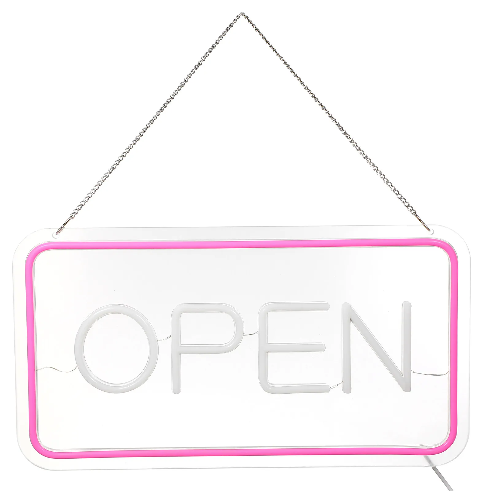 1Set LED Open Sign Business Bright Neon Light Hanging Decoration USB Powered Wall Mounted Open Sign for Commercial