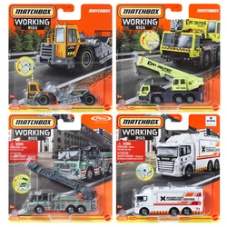 Original Mattel Matchbox Car 1/64 Working Rigs Mobile Crane Road Scraper Vehicle Toys Model for Boys Collection Birthday Gift