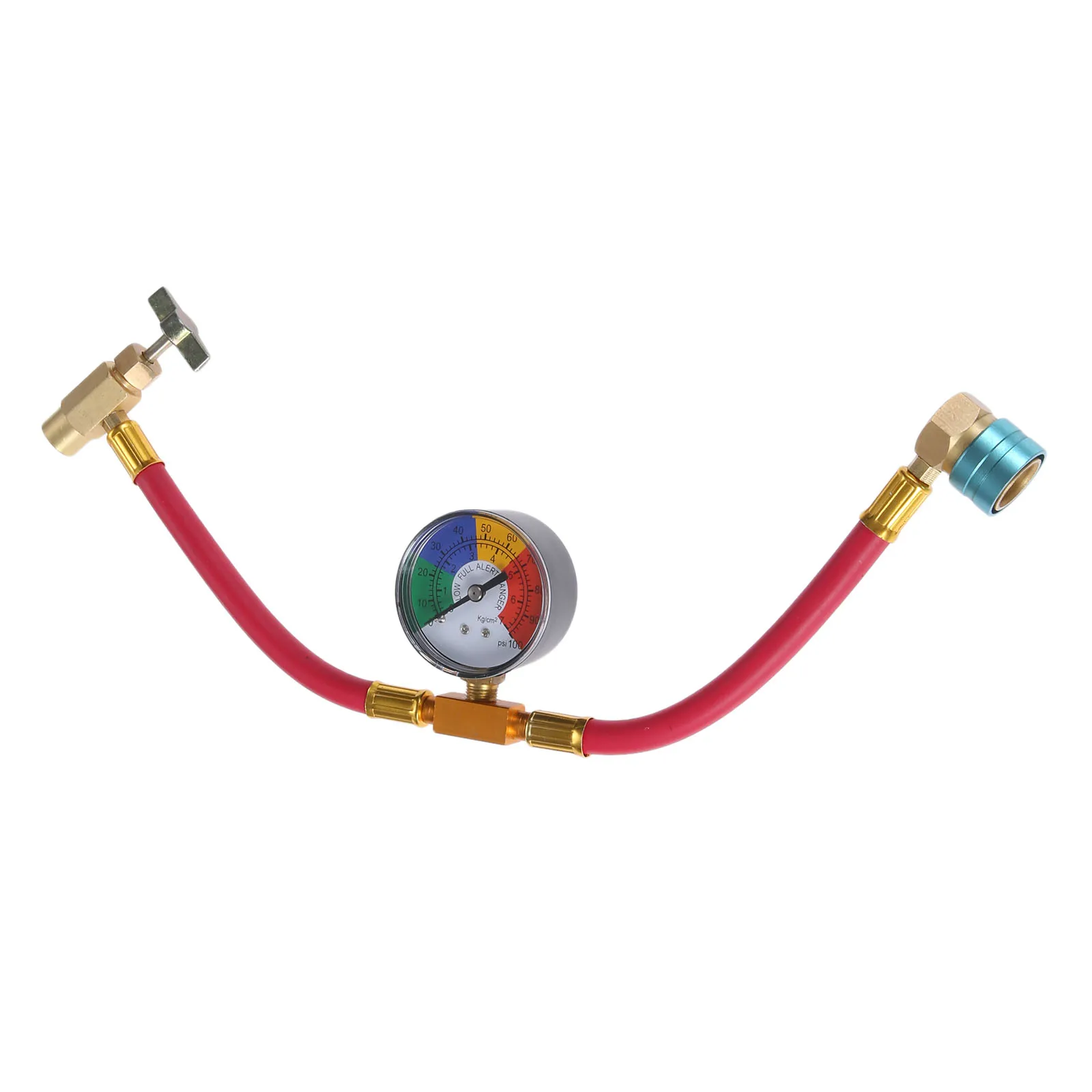 R1234YF Refrigerant Recharge Hose Kit W/ Pressure Gauge Can Opener Tap Dispensing Valve Low Side Quick Coupler Air-conditioning