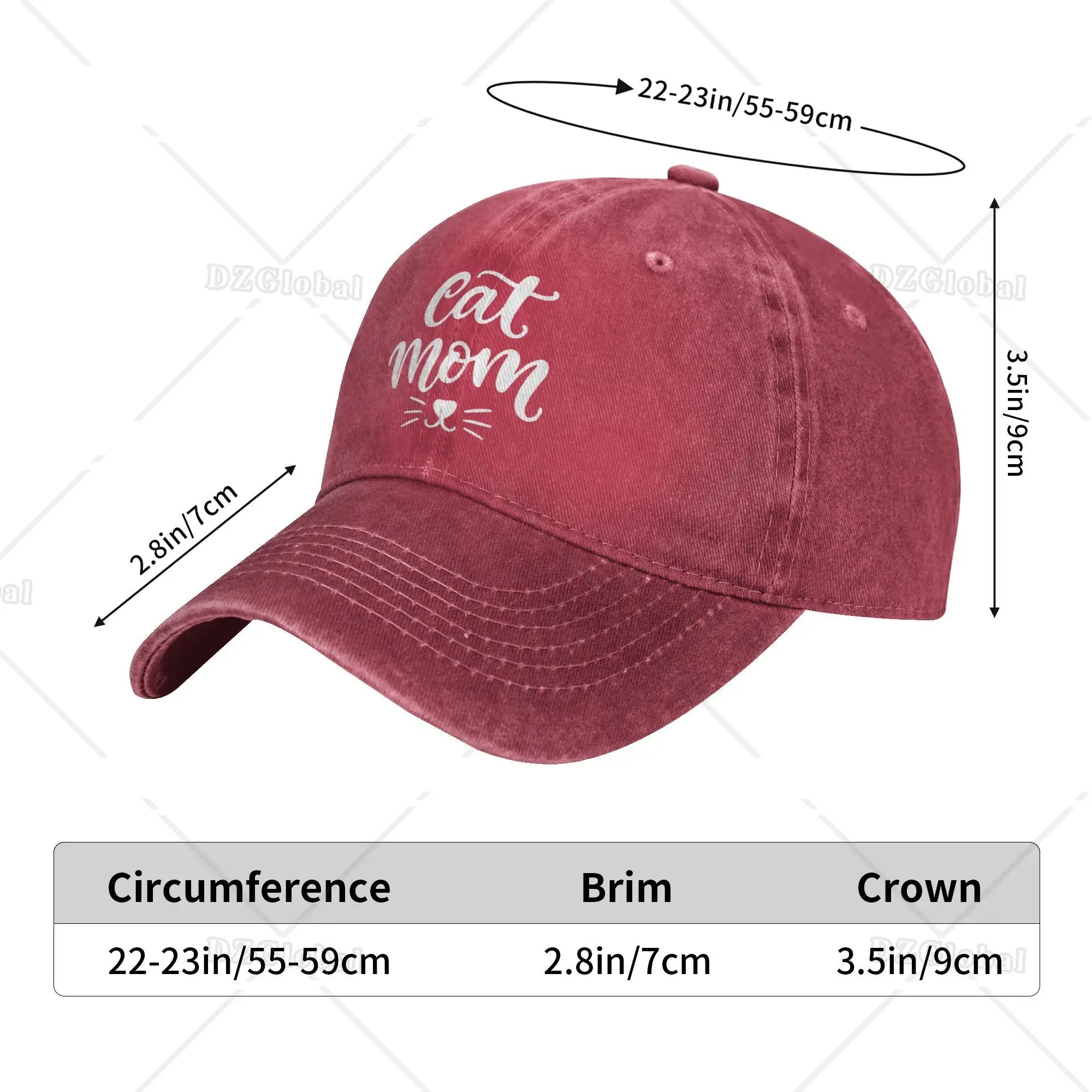 Cat Mom Hoeden Verstelbare Mom Hat Gewassen Distressed Cotton Baseball Cap Hoofddeksels voor Dames Rode Hoeden