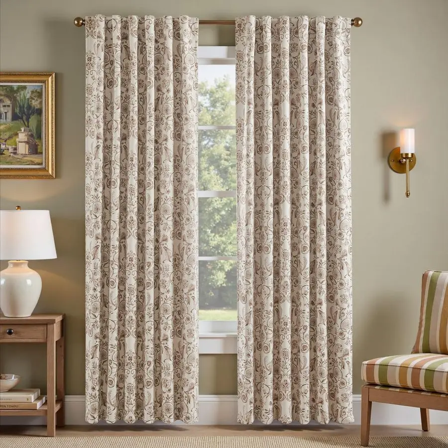 

Floral Blackout Curtains for Bedroom Living Room 84 Inches Length Farmhouse Curtains Room Darkening Vintage Drapes Traditional R