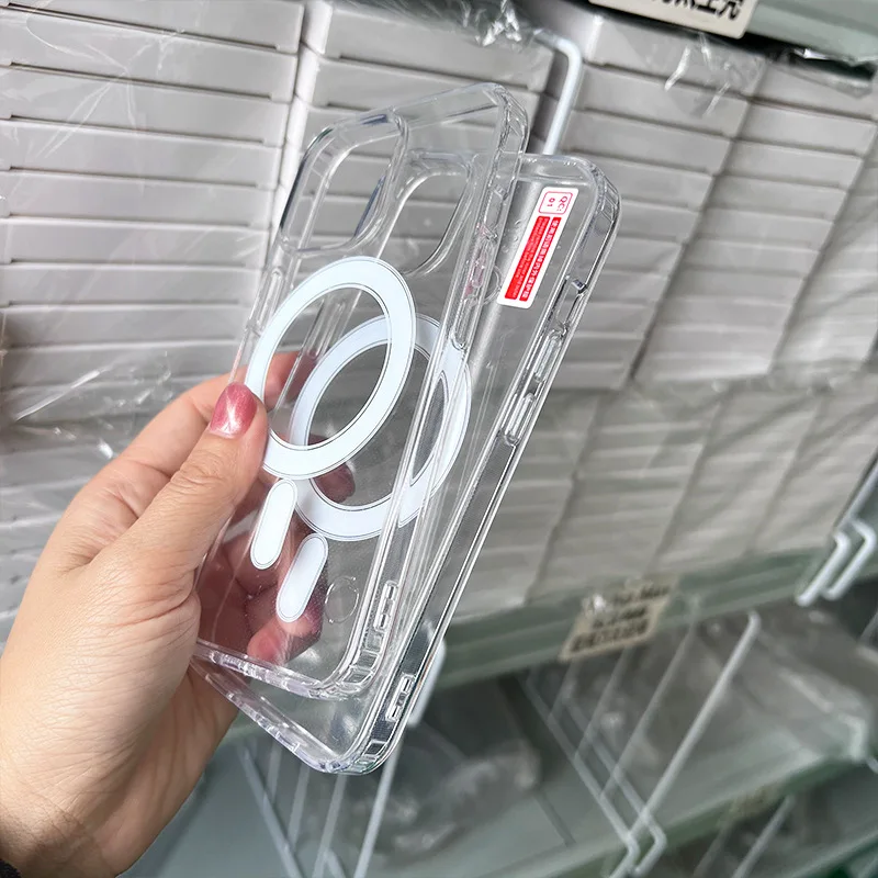 New Transparent Acrylic Clear Case For iPhone 16 15 14 13 12 11 Pro Max Magnatic For Magsafe Wireless Charge Cover image 2