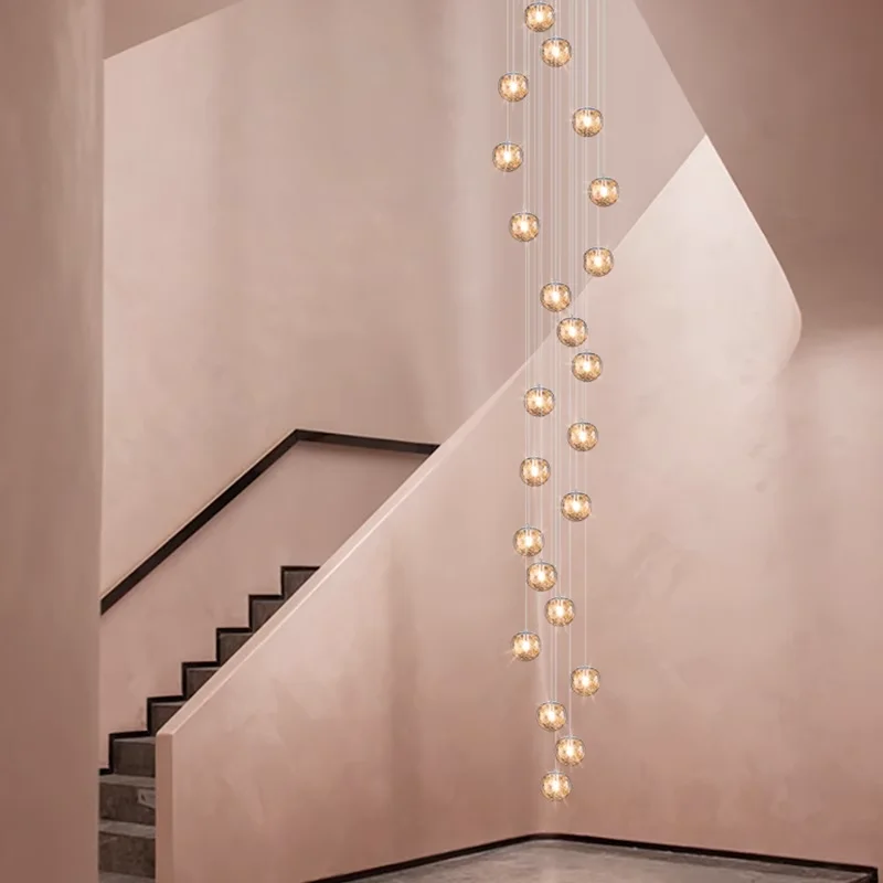 

Clear Glass Ball Chandelier Ceiling Pendant Light for Living Room Stairs Attic Suspension Luminaire Decorative Lighting